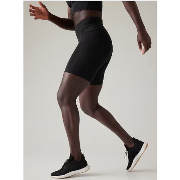 Athleta S black Ultimate Stash High Rise 7" Short biker cycle run gym pocket - Picture 5 of 7